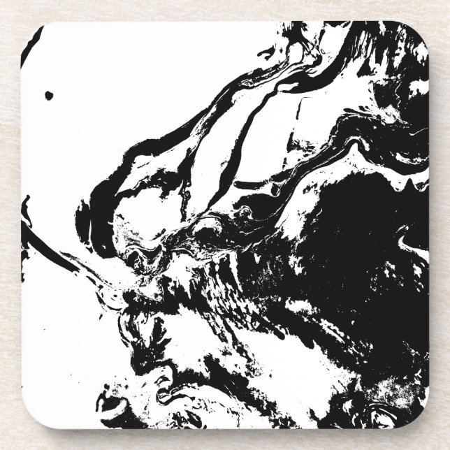 Black and White Abstract Faces Incidental Art Coaster (Front)