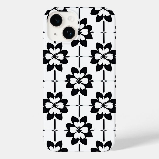 Black and White Abstract Floral Pattern Case-Mate iPhone Case (Back)