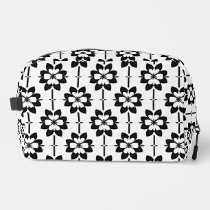Black and White Abstract Floral Pattern Dopp Kit