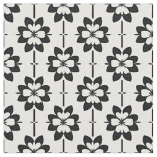 Black and White Abstract Floral Pattern Fabric