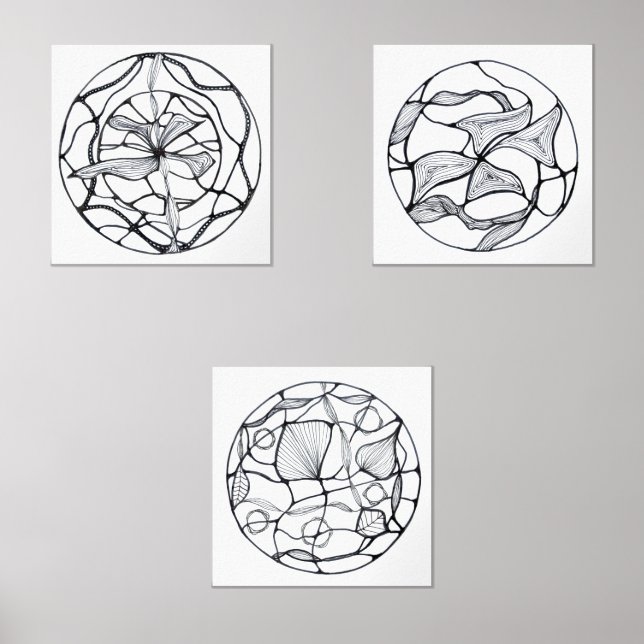 Black and white abstract flower designs (Front)