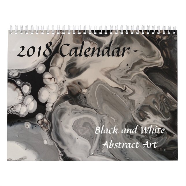 Black and White Abstract Fluid Art Calendar (Cover)