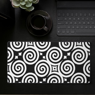 Black And White Abstract Geometric Gaming Desk Mat