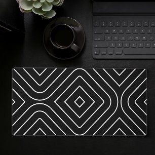 Black And White Abstract Geometric Gaming Desk Mat