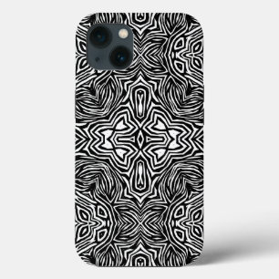 Black and white abstract geometric modern pattern iPhone 13 case
