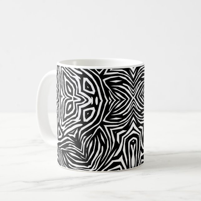 Black and white abstract geometric modern pattern  coffee mug (Front Left)