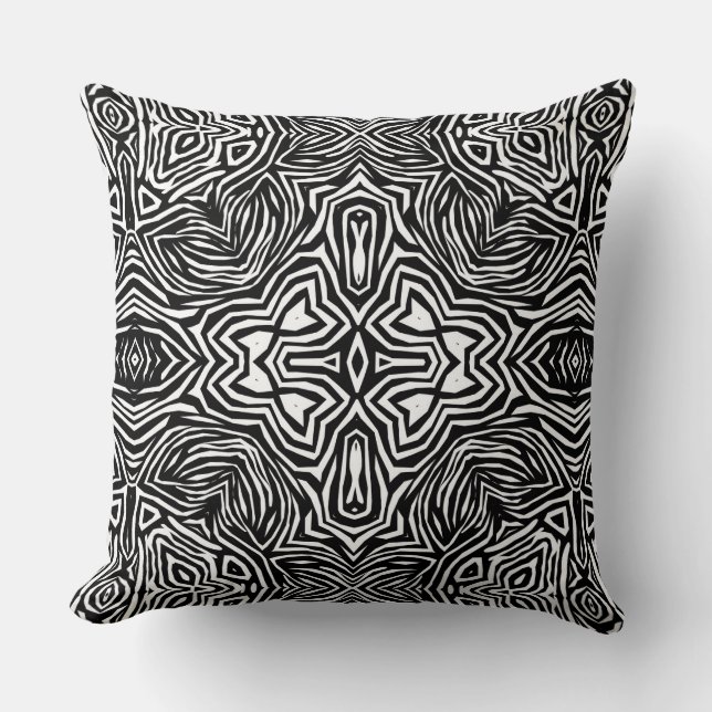 Black and white abstract geometric modern pattern  cushion (Front)