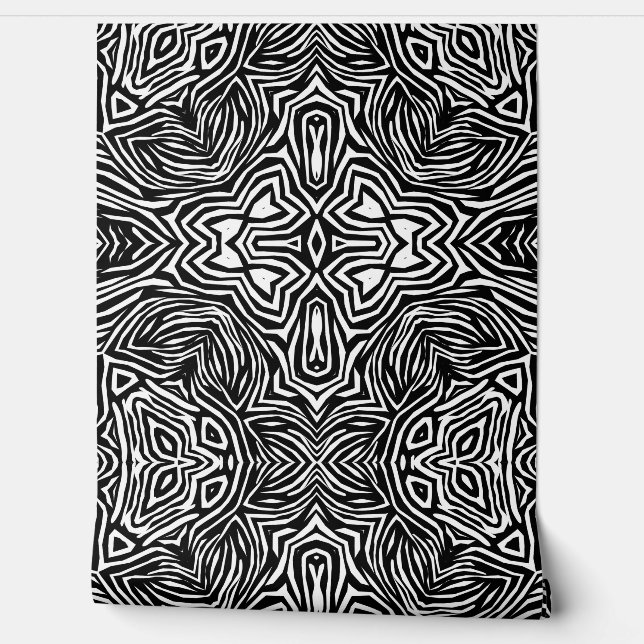 Black and white abstract geometric modern pattern  wallpaper (Unrolling)