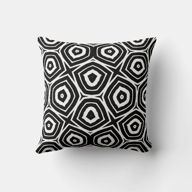 Black and White Abstract Geometric Pattern Cushion (Back)