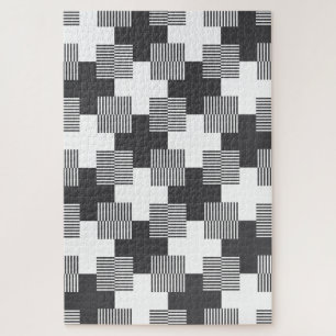 Black and White Abstract Geometric Pattern Jigsaw Puzzle