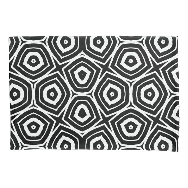 Black and White Abstract Geometric Pattern Pillowcase (Front)