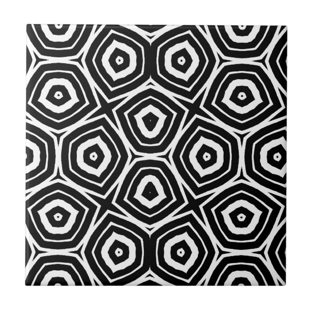 Black and White Abstract Geometric Pattern Tile (Front)