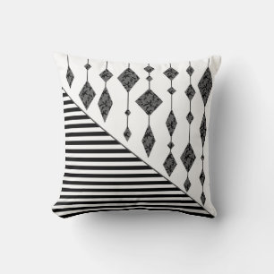 Black and white, abstract, geometric, simple, Scan Cushion