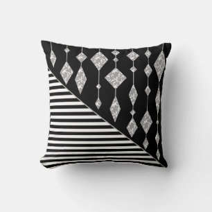 Black and white, abstract, geometric, simple, Scan Cushion
