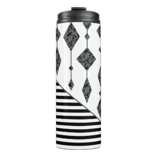 Black and white, abstract, geometric, simple, Scan Thermal Tumbler