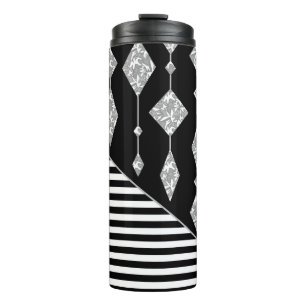 Black and white, abstract, geometric, simple, Scan Thermal Tumbler
