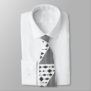 Black and white, abstract, geometric tie