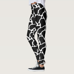 Black and white abstract giraffe pattern leggings