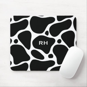Black and white abstract giraffe pattern mouse mat