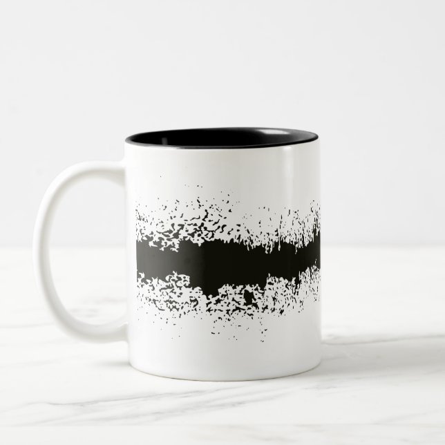 Black and white abstract grunge pattern Two-Tone coffee mug (Left)