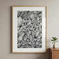  Black and White Abstract Hand Drawn Doodle Art
