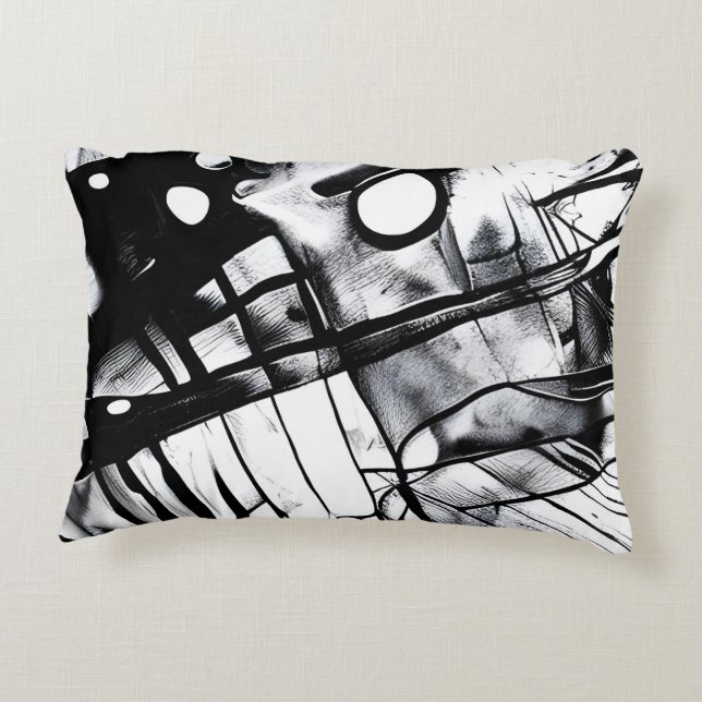 Black and White Abstract Home Throw Decorative Cushion (Back)
