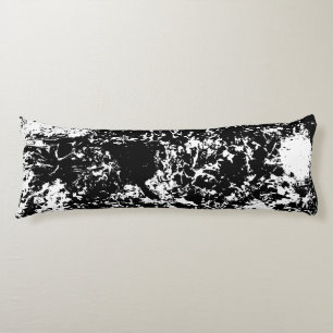Black and White Abstract Ice Formation Body Cushion