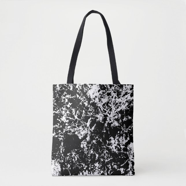 Black and White Abstract Ice Formation Tote Bag (Front)