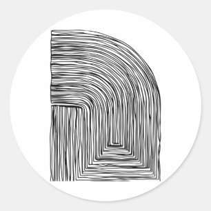 Black And White Abstract Line Art Print Sticker 