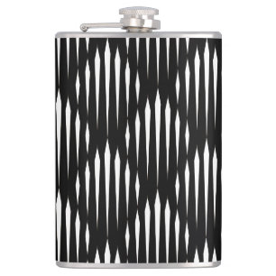Black and White abstract line pattern Hip Flask