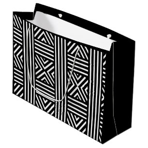 Black and White Abstract Line Pattern Large Gift Bag