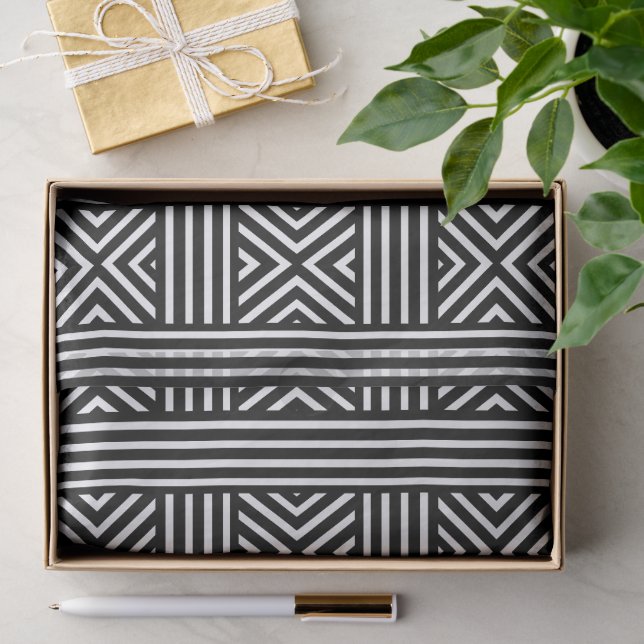 Black and White Abstract Line Pattern Tissue Paper (Gift)
