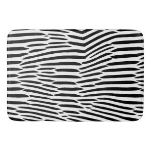 Black and White Abstract Lines Artsy Bath Mat