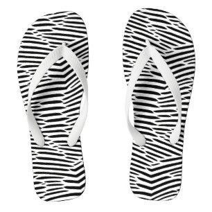 Black and White Abstract Lines Artsy  Flip Flops
