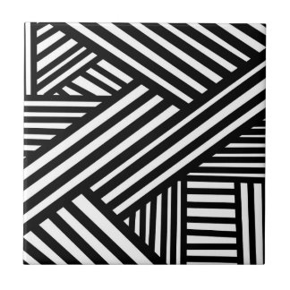 Black and White Abstract Lines Modern Op-art Tile