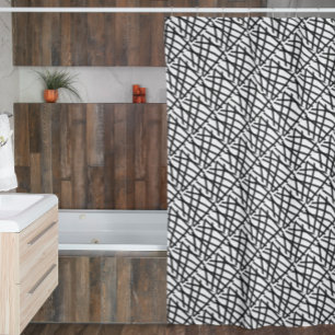 Black and White Abstract Lines Shower Curtain