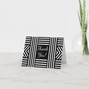 Black and White Abstract lines Thank You Card
