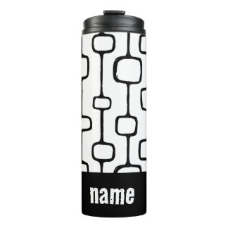 Black and White Abstract Lines  Thermal Tumbler