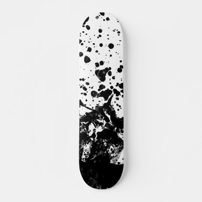 Black and White Abstract Liquid Design Skateboard (Front)