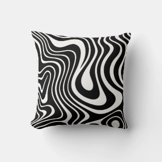 Black and White Abstract Marble Art Cushion