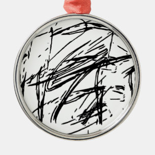 Black and white abstract metal tree decoration