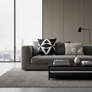 Black and white abstract modern trendy retro cool  cushion