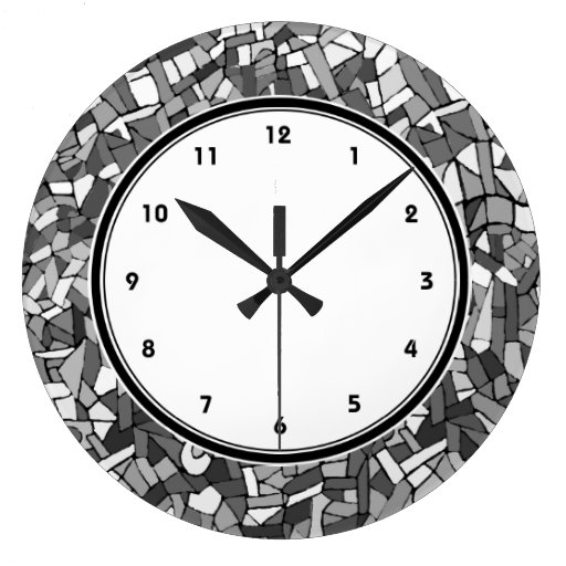Image of Black and white abstract mosaic wall clock