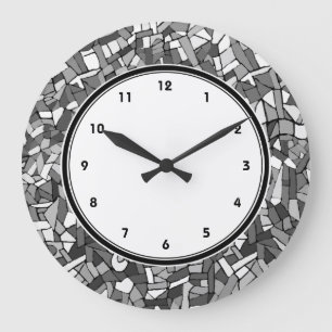 Black and white abstract mosaic wall clock