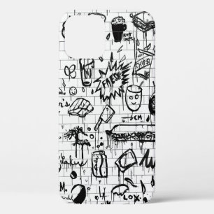 BLACK AND WHITE ABSTRACT PAINTING iPhone 12 CASE