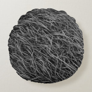 Black and white abstract painting round cushion
