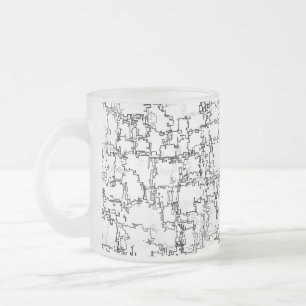 Black and White Abstract Pattern Frosted Glass Coffee Mug