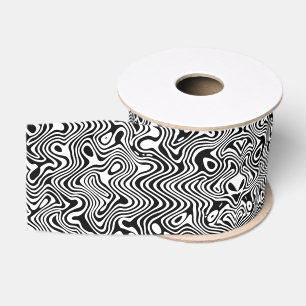 Black and white abstract pattern grosgrain ribbon
