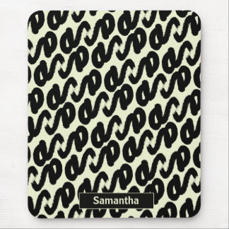 black and white abstract pattern monogram mouse mat