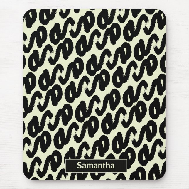 black and white abstract pattern monogram  mouse mat (Front)